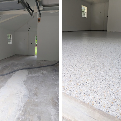 GARAGE FLOOR BEFORE AND AFTER